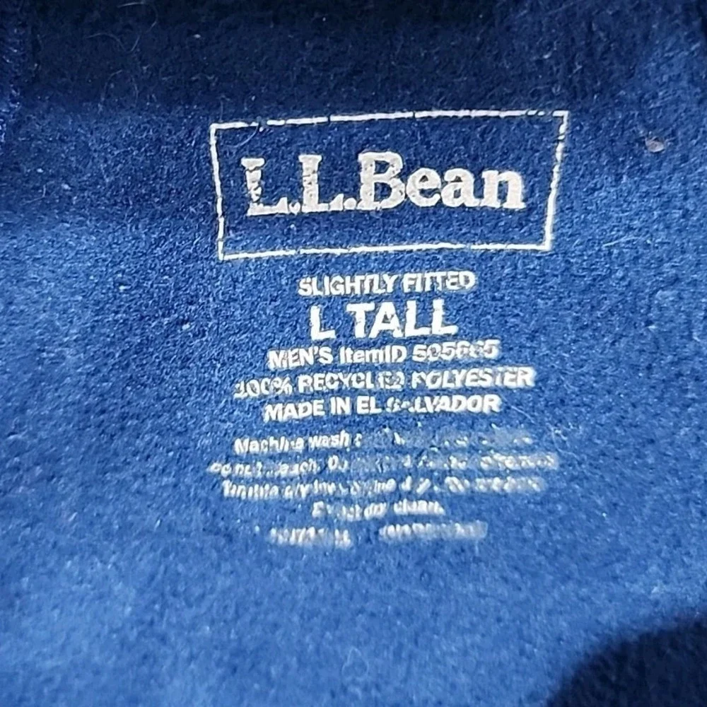 L.L. Bean Polartec Fleece Full‎ Zip Jacket Zip Pockets Blue Men's L Tall